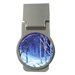 Landscape Outdoors Greeting Card Snow Forest Woods Nature Path Trail Santa s Village Money Clips (Round) 