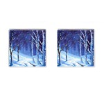Landscape Outdoors Greeting Card Snow Forest Woods Nature Path Trail Santa s Village Cufflinks (Square)