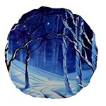 Landscape Outdoors Greeting Card Snow Forest Woods Nature Path Trail Santa s Village Large 18  Premium Round Cushions