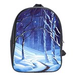 Landscape Outdoors Greeting Card Snow Forest Woods Nature Path Trail Santa s Village School Bag (XL)