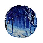 Landscape Outdoors Greeting Card Snow Forest Woods Nature Path Trail Santa s Village Standard 15  Premium Flano Round Cushions