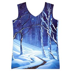 Landscape Outdoors Greeting Card Snow Forest Woods Nature Path Trail Santa s Village Women s Basketball Tank Top from UrbanLoad.com Front