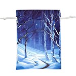 Landscape Outdoors Greeting Card Snow Forest Woods Nature Path Trail Santa s Village Lightweight Drawstring Pouch (XL)
