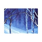 Landscape Outdoors Greeting Card Snow Forest Woods Nature Path Trail Santa s Village Premium Plush Fleece Blanket (Mini)