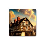 Village House Cottage Medieval Timber Tudor Split timber Frame Architecture Town Twilight Chimney Square Magnet