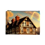 Village House Cottage Medieval Timber Tudor Split timber Frame Architecture Town Twilight Chimney Cosmetic Bag (Large)
