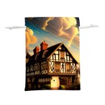 Village House Cottage Medieval Timber Tudor Split timber Frame Architecture Town Twilight Chimney Lightweight Drawstring Pouch (S)