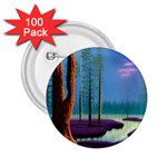 Artwork Outdoors Night Trees Setting Scene Forest Woods Light Moonlight Nature 2.25  Buttons (100 pack) 