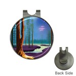 Artwork Outdoors Night Trees Setting Scene Forest Woods Light Moonlight Nature Hat Clips with Golf Markers