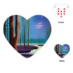 Artwork Outdoors Night Trees Setting Scene Forest Woods Light Moonlight Nature Playing Cards Single Design (Heart)