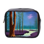 Artwork Outdoors Night Trees Setting Scene Forest Woods Light Moonlight Nature Mini Toiletries Bag (Two Sides)