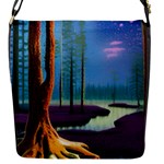 Artwork Outdoors Night Trees Setting Scene Forest Woods Light Moonlight Nature Flap Closure Messenger Bag (S)
