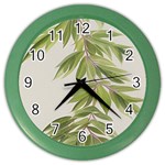 Watercolor Leaves Branch Nature Plant Growing Still Life Botanical Study Color Wall Clock