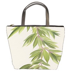 Watercolor Leaves Branch Nature Plant Growing Still Life Botanical Study Bucket Bag from UrbanLoad.com Front