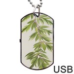 Watercolor Leaves Branch Nature Plant Growing Still Life Botanical Study Dog Tag USB Flash (Two Sides)