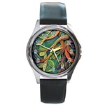 Outdoors Night Setting Scene Forest Woods Light Moonlight Nature Wilderness Leaves Branches Abstract Round Metal Watch