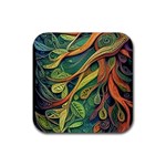 Outdoors Night Setting Scene Forest Woods Light Moonlight Nature Wilderness Leaves Branches Abstract Rubber Coaster (Square)
