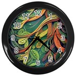 Outdoors Night Setting Scene Forest Woods Light Moonlight Nature Wilderness Leaves Branches Abstract Wall Clock (Black)