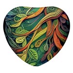 Outdoors Night Setting Scene Forest Woods Light Moonlight Nature Wilderness Leaves Branches Abstract Heart Glass Fridge Magnet (4 pack)
