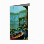 Boat Canoe Swamp Bayou Roots Moss Log Nature Scene Landscape Water Lake Setting Abandoned Rowboat Fi Mini Greeting Card