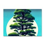 Pine Moon Tree Landscape Nature Scene Stars Setting Night Midnight Full Moon Sticker A4 (100 pack)