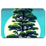 Pine Moon Tree Landscape Nature Scene Stars Setting Night Midnight Full Moon Large Doormat