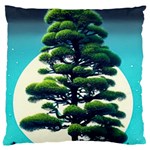Pine Moon Tree Landscape Nature Scene Stars Setting Night Midnight Full Moon Standard Premium Plush Fleece Cushion Case (Two Sides)