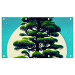Pine Moon Tree Landscape Nature Scene Stars Setting Night Midnight Full Moon Banner and Sign 7  x 4 