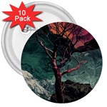 Night Sky Nature Tree Night Landscape Forest Galaxy Fantasy Dark Sky Planet 3  Buttons (10 pack) 