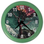 Night Sky Nature Tree Night Landscape Forest Galaxy Fantasy Dark Sky Planet Color Wall Clock