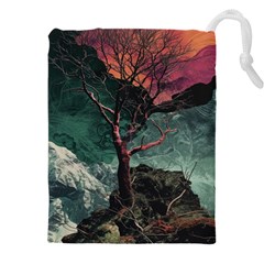 Night Sky Nature Tree Night Landscape Forest Galaxy Fantasy Dark Sky Planet Drawstring Pouch (4XL) from UrbanLoad.com Front