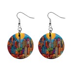 City New York Nyc Skyscraper Skyline Downtown Night Business Urban Travel Landmark Building Architec Mini Button Earrings