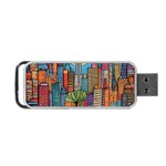 City New York Nyc Skyscraper Skyline Downtown Night Business Urban Travel Landmark Building Architec Portable USB Flash (One Side)