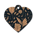 Background Pattern Leaves Texture Dog Tag Heart (One Side)