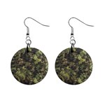 Green Camouflage Military Army Pattern Mini Button Earrings