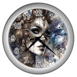 Woman in Space Wall Clock (Silver)