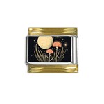 Flowers Space Gold Trim Italian Charm (9mm)