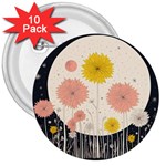 Space Flowers Universe Galaxy 3  Buttons (10 pack) 