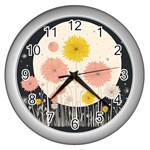 Space Flowers Universe Galaxy Wall Clock (Silver)