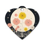 Space Flowers Universe Galaxy Dog Tag Heart (Two Sides)