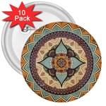 Mandala Floral Decorative Flower 3  Buttons (10 pack) 