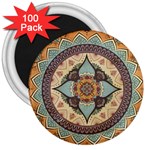 Mandala Floral Decorative Flower 3  Magnets (100 pack)