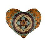 Mandala Floral Decorative Flower Standard 16  Premium Flano Heart Shape Cushions