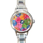 Colorful Abstract Patterns Round Italian Charm Watch
