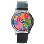 Colorful Abstract Patterns Round Metal Watch