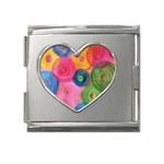 Colorful Abstract Patterns Mega Link Heart Italian Charm (18mm)