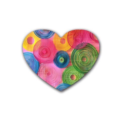 Colorful Abstract Patterns Rubber Heart Coaster (4 pack) from UrbanLoad.com Front