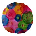 Colorful Abstract Patterns Large 18  Premium Round Cushions