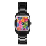 Colorful Abstract Patterns Stainless Steel Barrel Watch