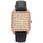 Geometric Tribal Pattern Design Rose Gold Leather Watch 